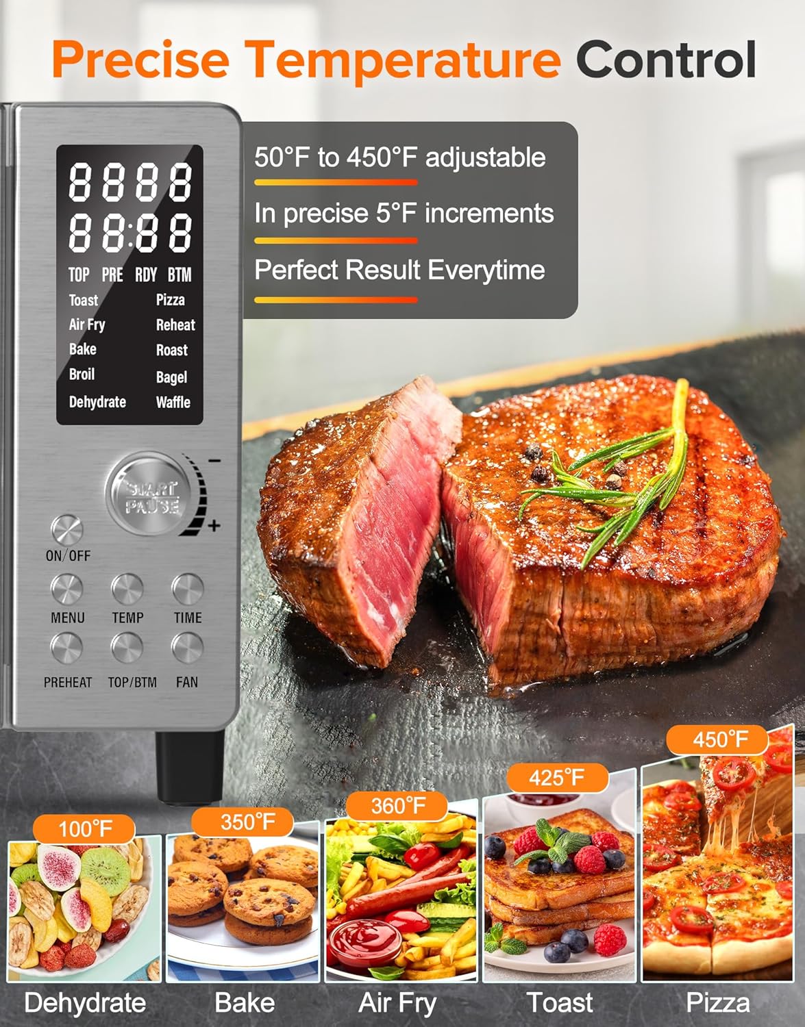 Nuwave Bravo Pro Smart 21QT Toaster Oven Air Fryer Combo, Convection Oven Countertop, 10 functions