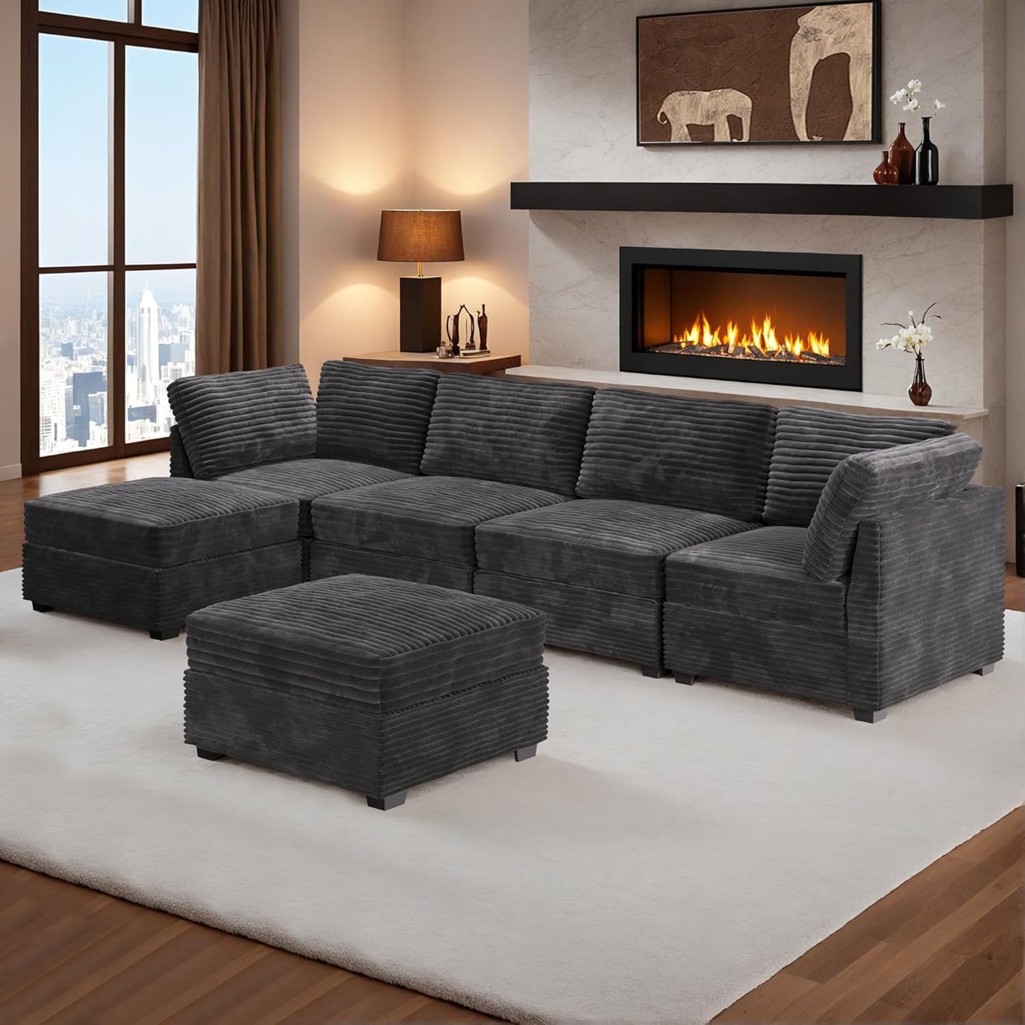 HOOOWOOO Modular Sectional Sofa,6 Pieces Sectional Couches for Living Room,131X66 L Shaped Cloud