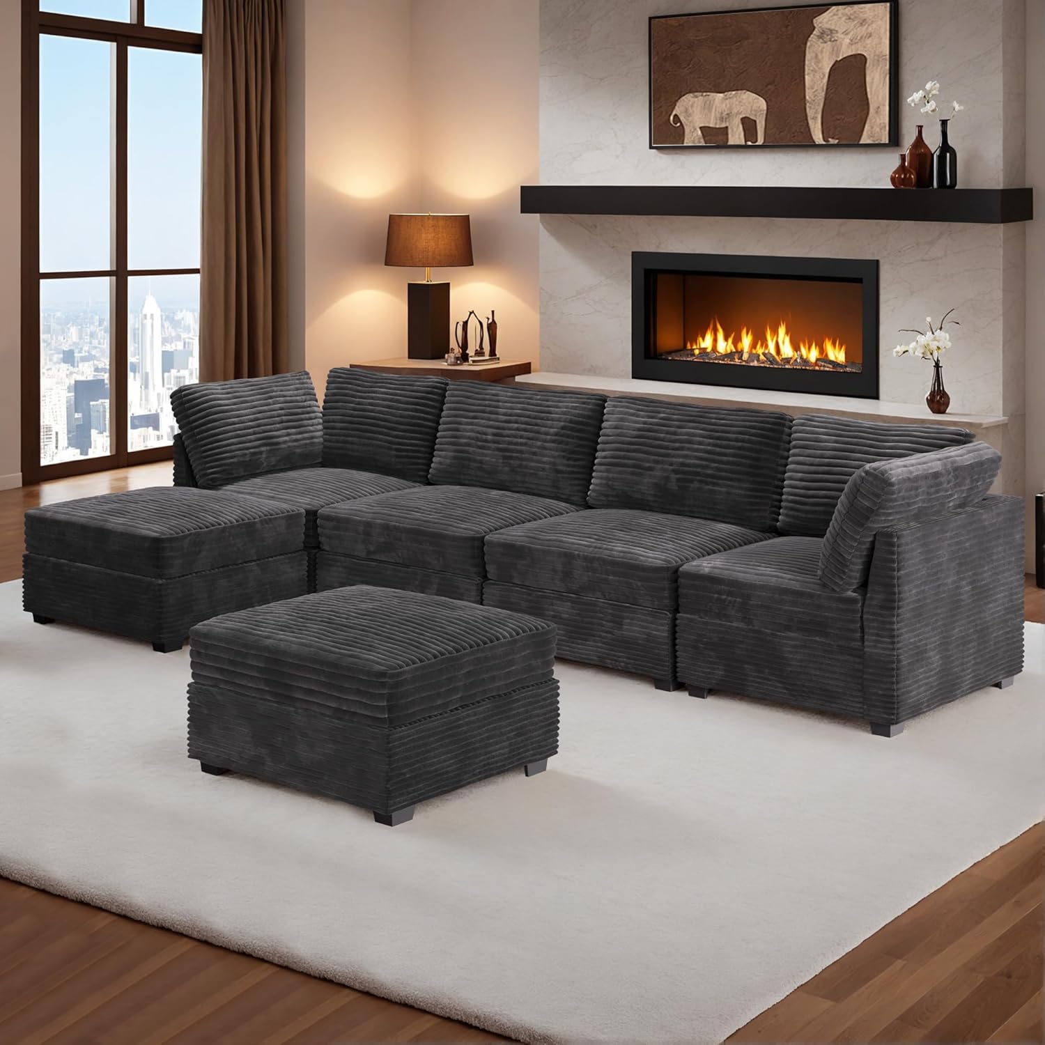 HOOOWOOO Modular Sectional Sofa,6 Pieces Sectional Couches for Living Room,131X66 L Shaped Cloud