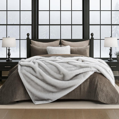 Luxury Faux Fur Throw Blanket, Soft Fluffy Faux Mink Blankets for Bed, Couch, Sofa, Thick Cozy