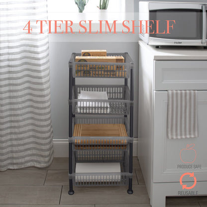 Kitchen Details 4 Tier Slim Basket Shelf Rack | Storage & Organizer | Kitchen | Bathroom | Laundry