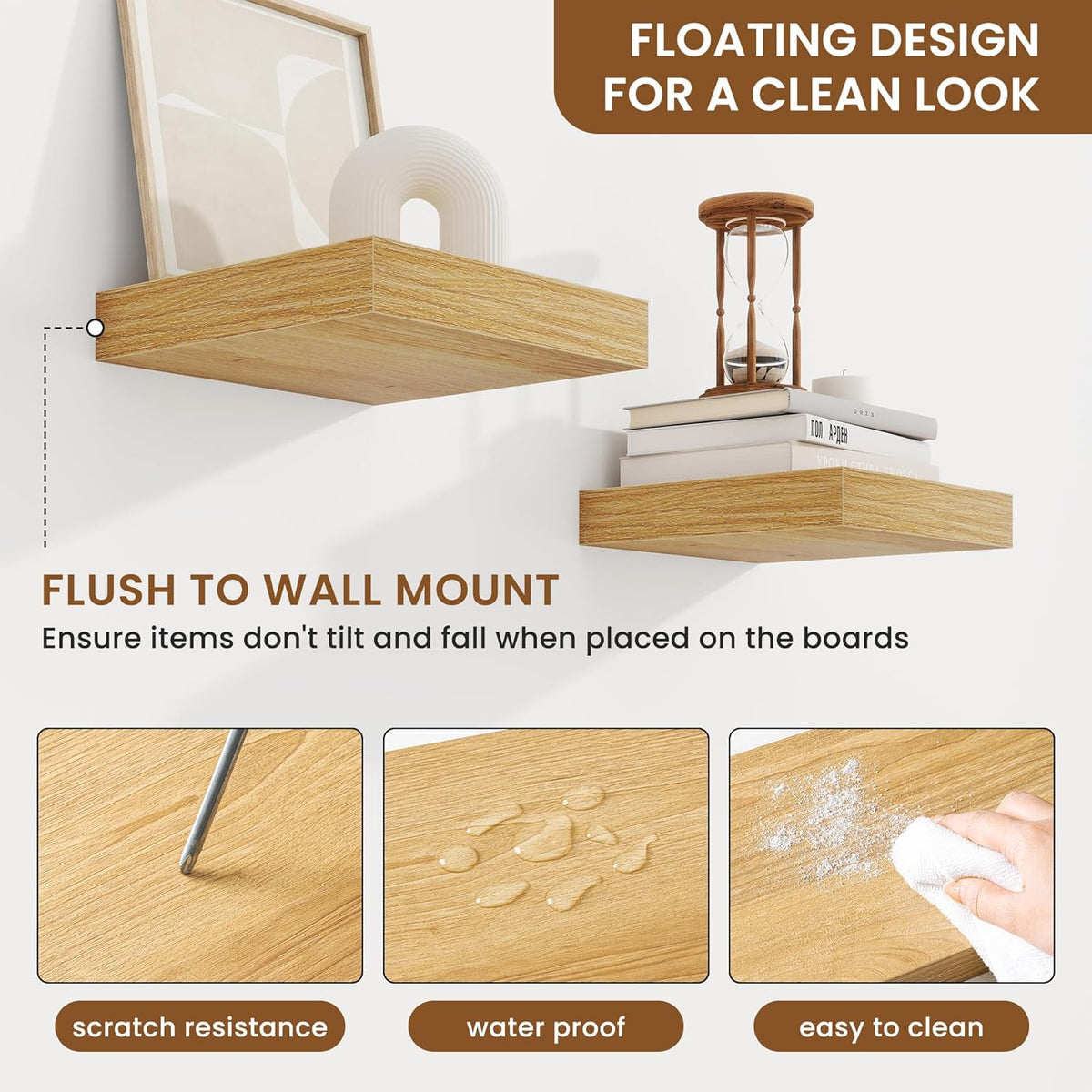 fuqing Floating Shelves for Wall, Bathroom Shelf Wall Mounted for Storage, Shelves with Invisible