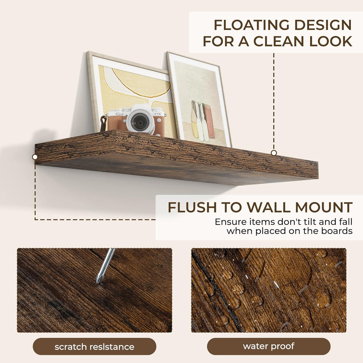 RICHFOCUS 36Inch Floating Shelves for Wall 2 Pack Shelves for Bedroom|Kitchen|Bathroom Wall Mounted