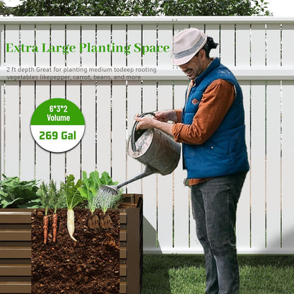6x3x2 ft Raised Garden Bed, Large Metal Planter Raised Beds, Planters for Outdoor Plants for