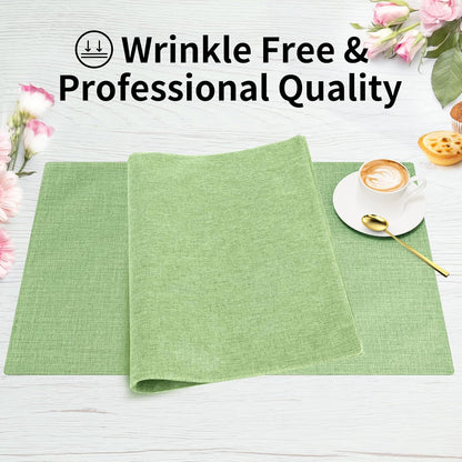 Cloth Placemats, Set of 4 Heat-Resistant Cotton Linen Blend Double Layered Machine Washable Place