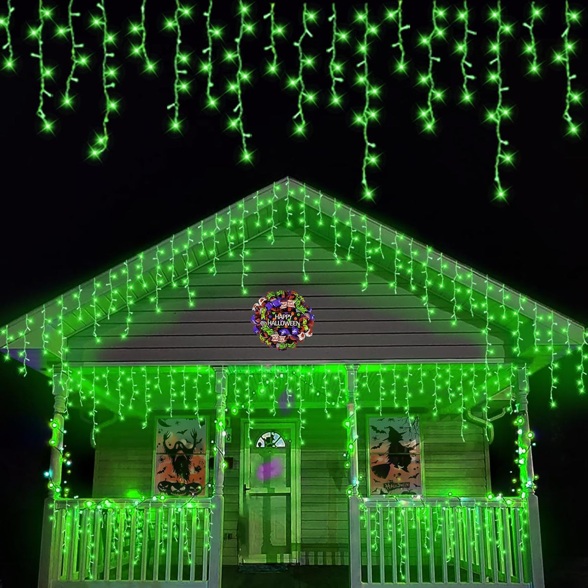 YEGUO 66ft 800 LED Green Icicle Lights Outdoor Waterproof, 160 Drops Icicle Christmas Light
