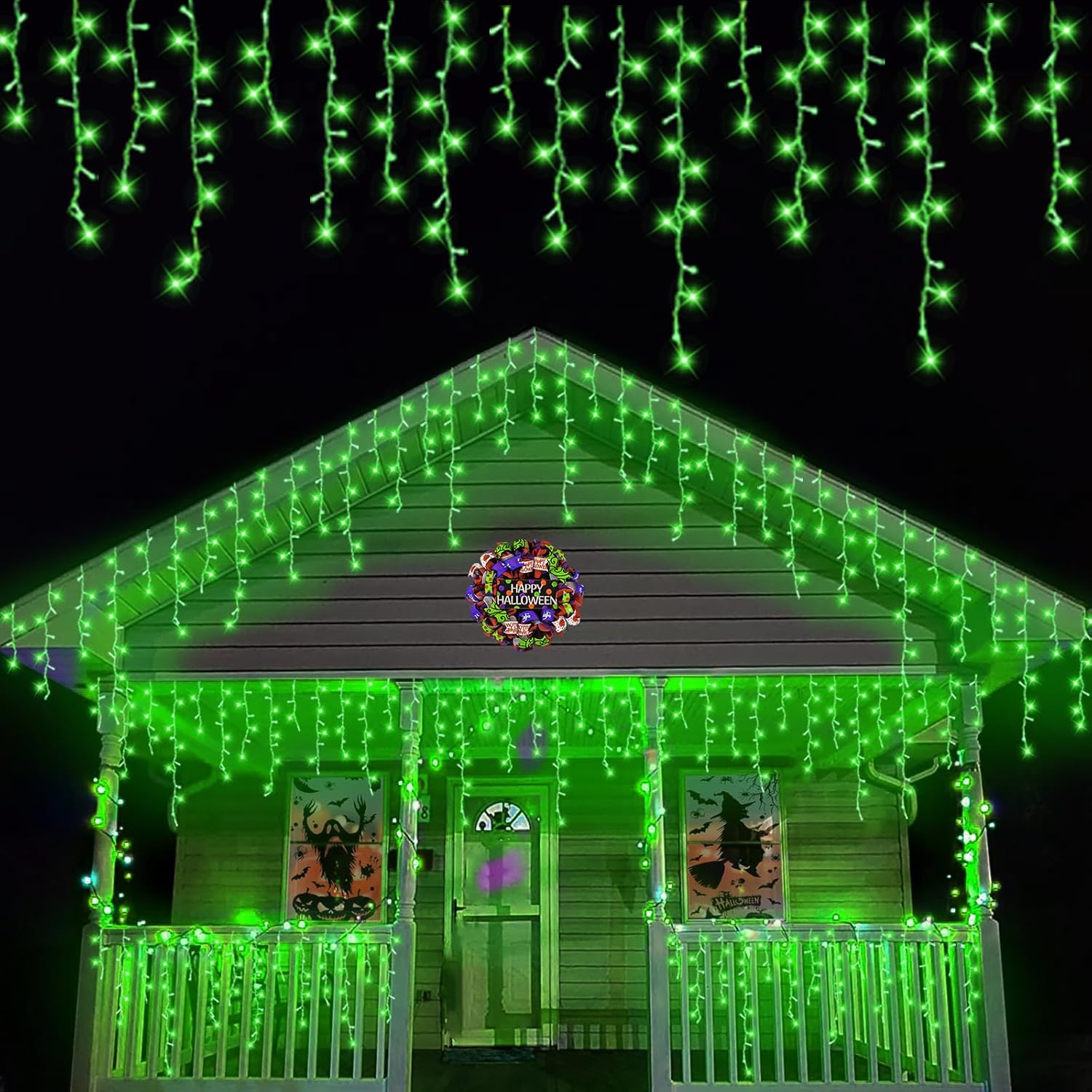 YEGUO 66ft 800 LED Green Icicle Lights Outdoor Waterproof, 160 Drops Icicle Christmas Light