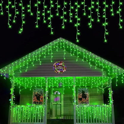 YEGUO 66ft 800 LED Green Icicle Lights Outdoor Waterproof, 160 Drops Icicle Christmas Light