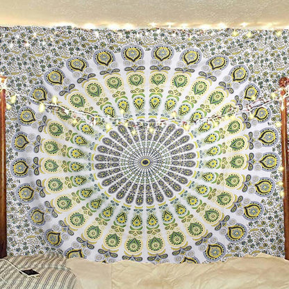 Bless International Handmade Indian hippie Bohemian Psychedelic Peacock Mandala Wall hanging