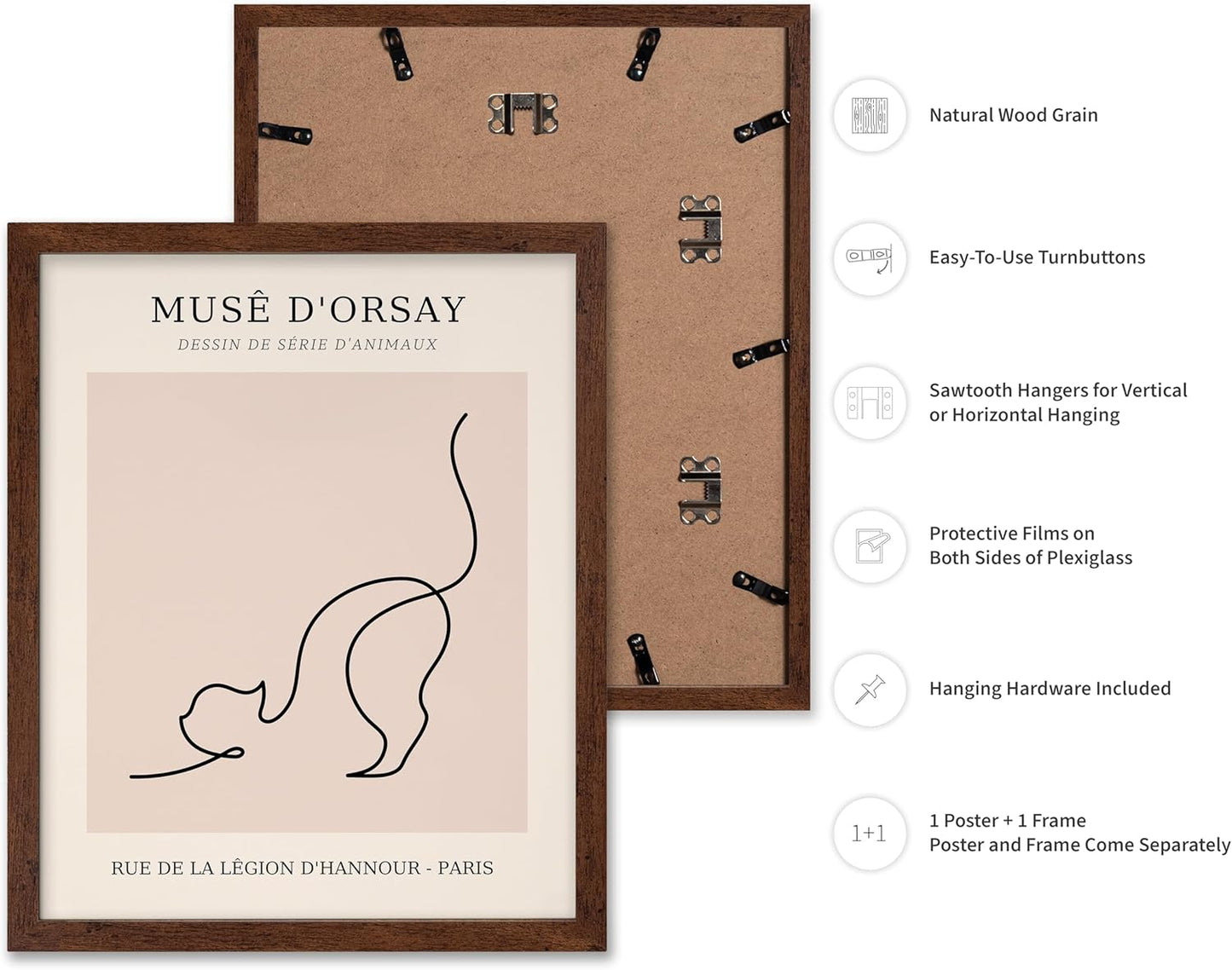 Poster Master Vintage Poster - Retro One Line Cat Drawing Print - Cat Art - Minimal Gift for Men