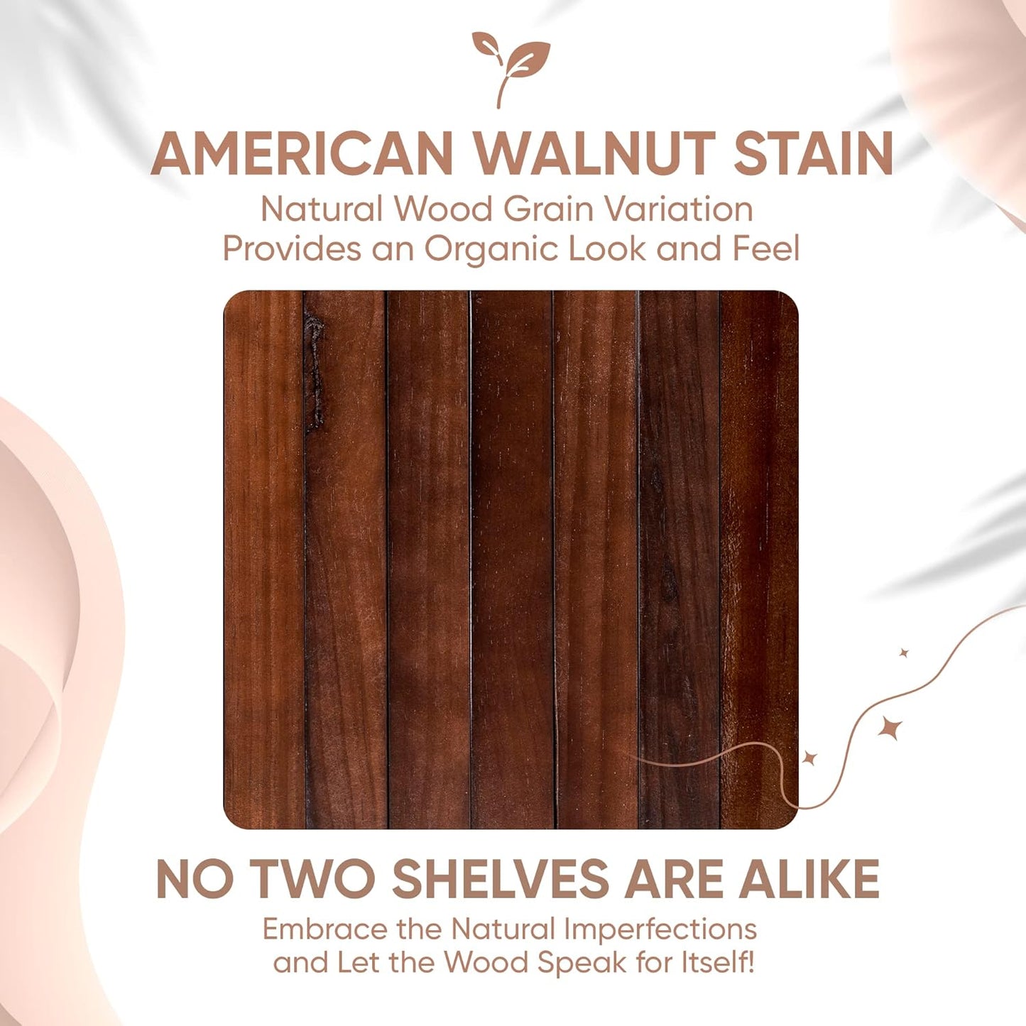 Homeforia Walnut 12 inch Floating Shelf, High End Solid Real Wood Small 12inch Floating Shelves for