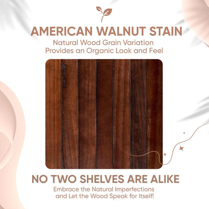 Homeforia Walnut 12 inch Floating Shelf, High End Solid Real Wood Small 12inch Floating Shelves for