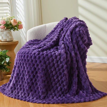 NEWCOSPLAY Super Soft Throw Blanket Purple Premium Silky Flannel Fleece 3D Clouds Stylish Jacquard