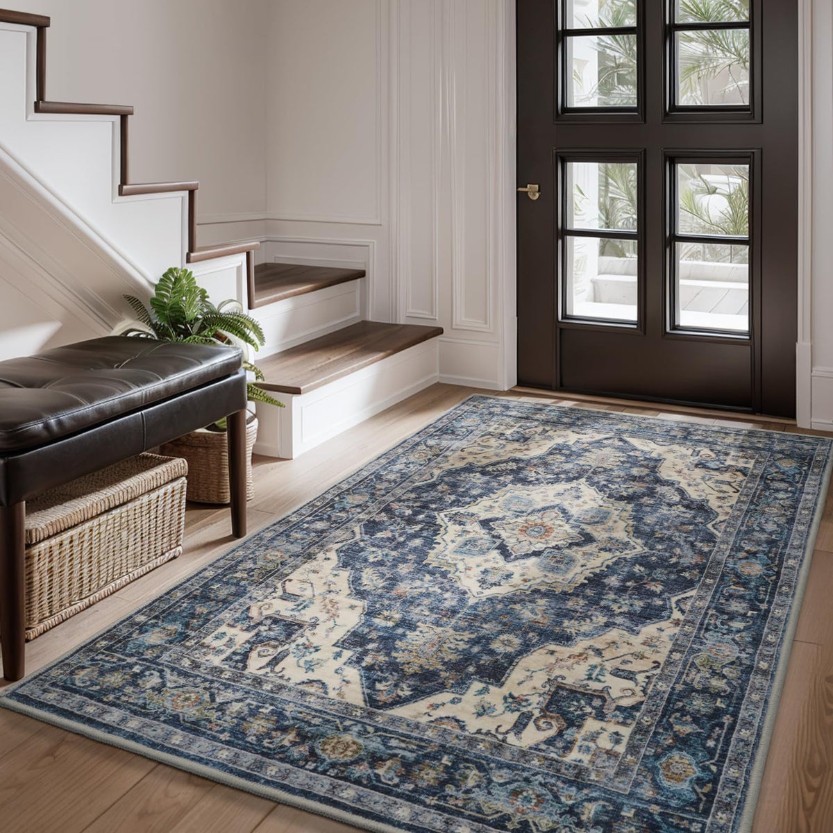 AMOAMI-3X5 Area Rug-Soft Washable Vintage Throw Accent Rugs for Living Room, Entryway, Bedroom