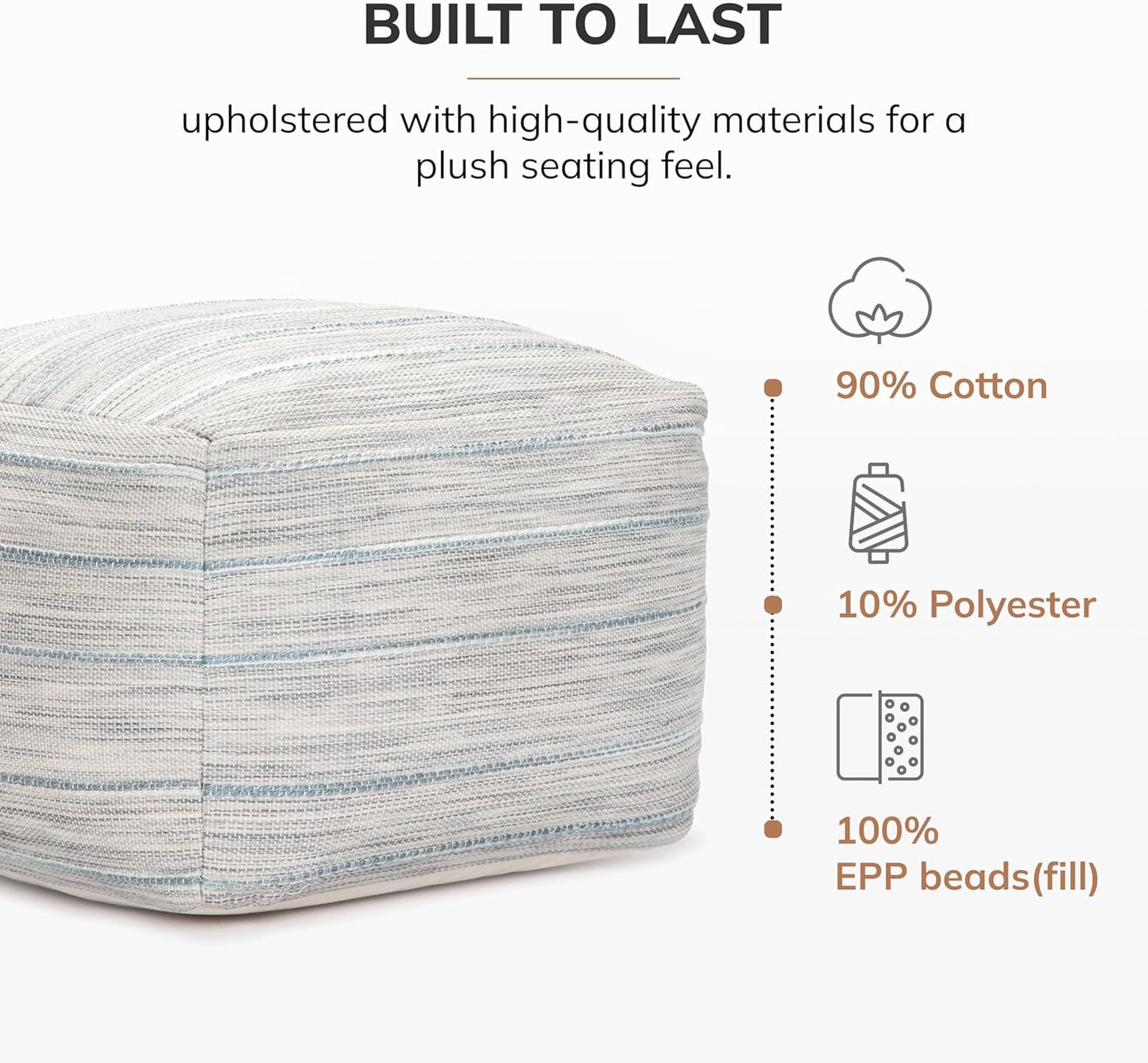 Anji Mountain 22"x22"x16" Handmade & Handcrafted Ottoman Pouf Comfortable Pouf Ottoman Foot Rest &