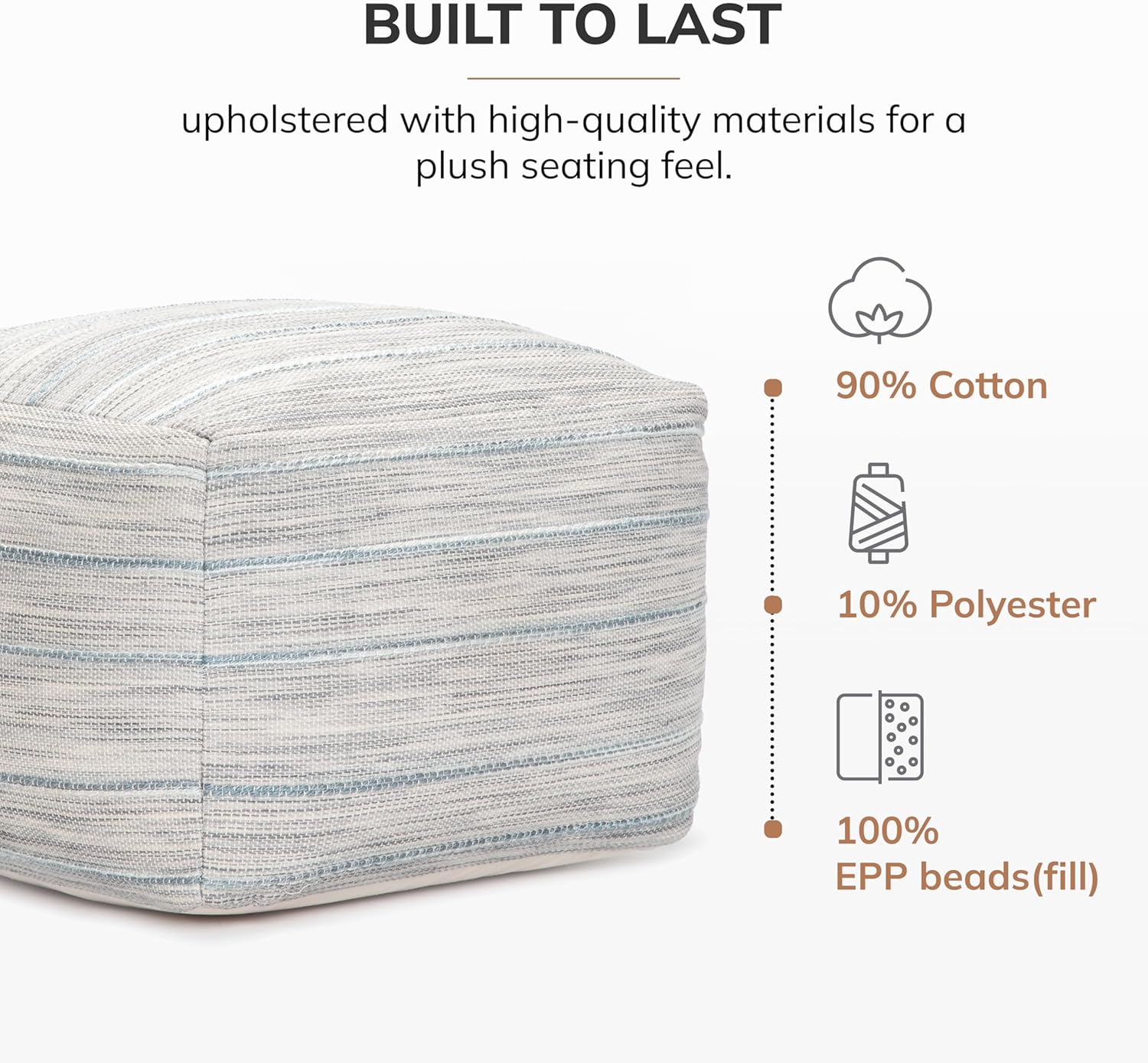 Anji Mountain 22"x22"x16" Handmade & Handcrafted Ottoman Pouf Comfortable Pouf Ottoman Foot Rest &