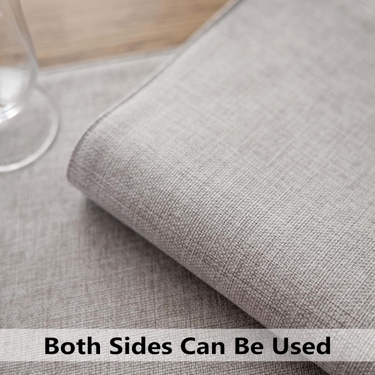 Demetex Placemats Set of 4 Grey Heat Resistant Linen Place Mats for Kitchen Washable Farmhouse
