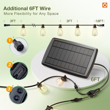 addlon 102(96+6) FT Solar String Lights Waterproof,Patio Light Solar Powered with Remote & USB Port