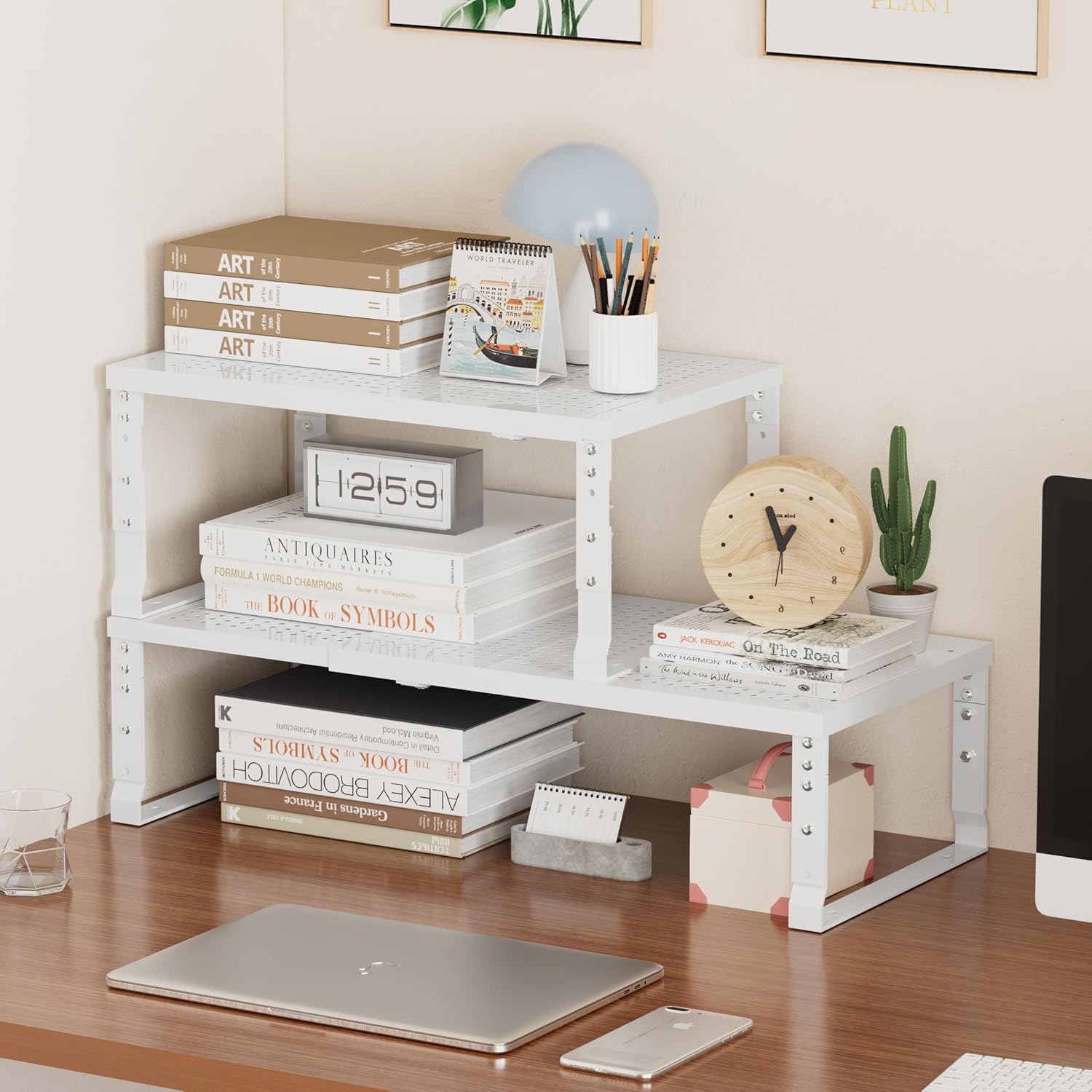 Metal Stackable Expandable Storage Shelf - Multi-Functional Home Storage Shelf, Suitable for