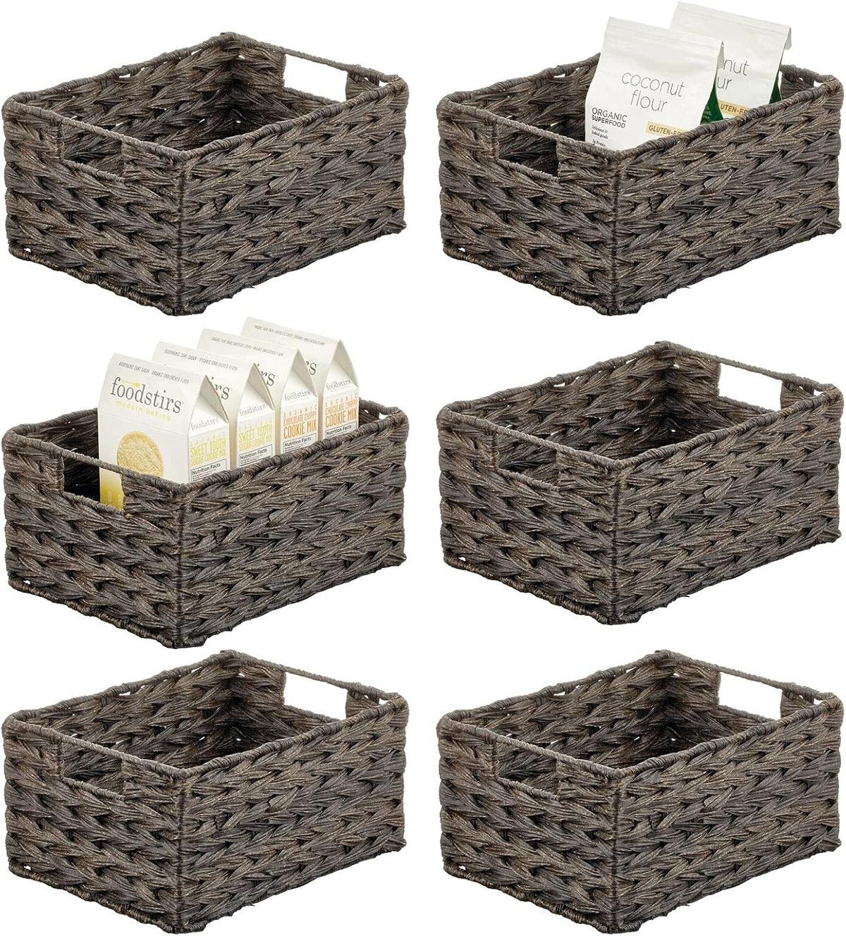 mDesign Woven Farmhouse Kitchen Pantry Food Storage Organizer Basket Box - Container Organization