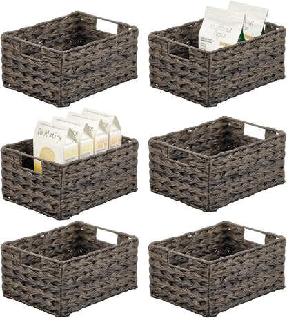 mDesign Woven Farmhouse Kitchen Pantry Food Storage Organizer Basket Box - Container Organization