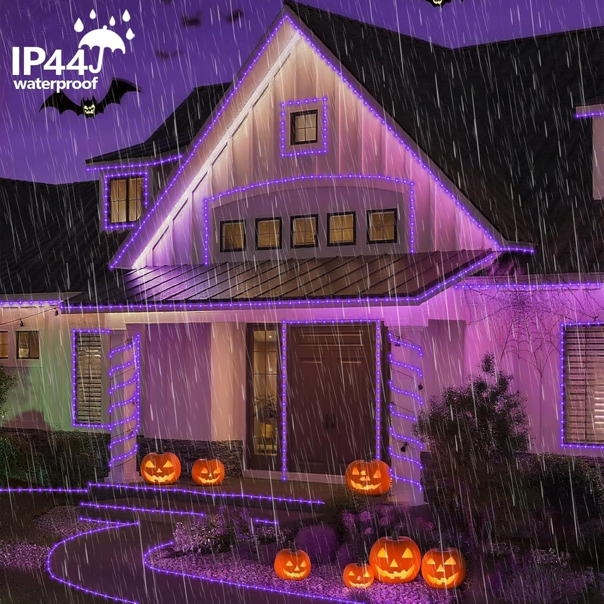 YEGUO 2 Packs Each 33ft 100 LED Solar Rope Lights Outdoor Waterproof, Purple String Lights for