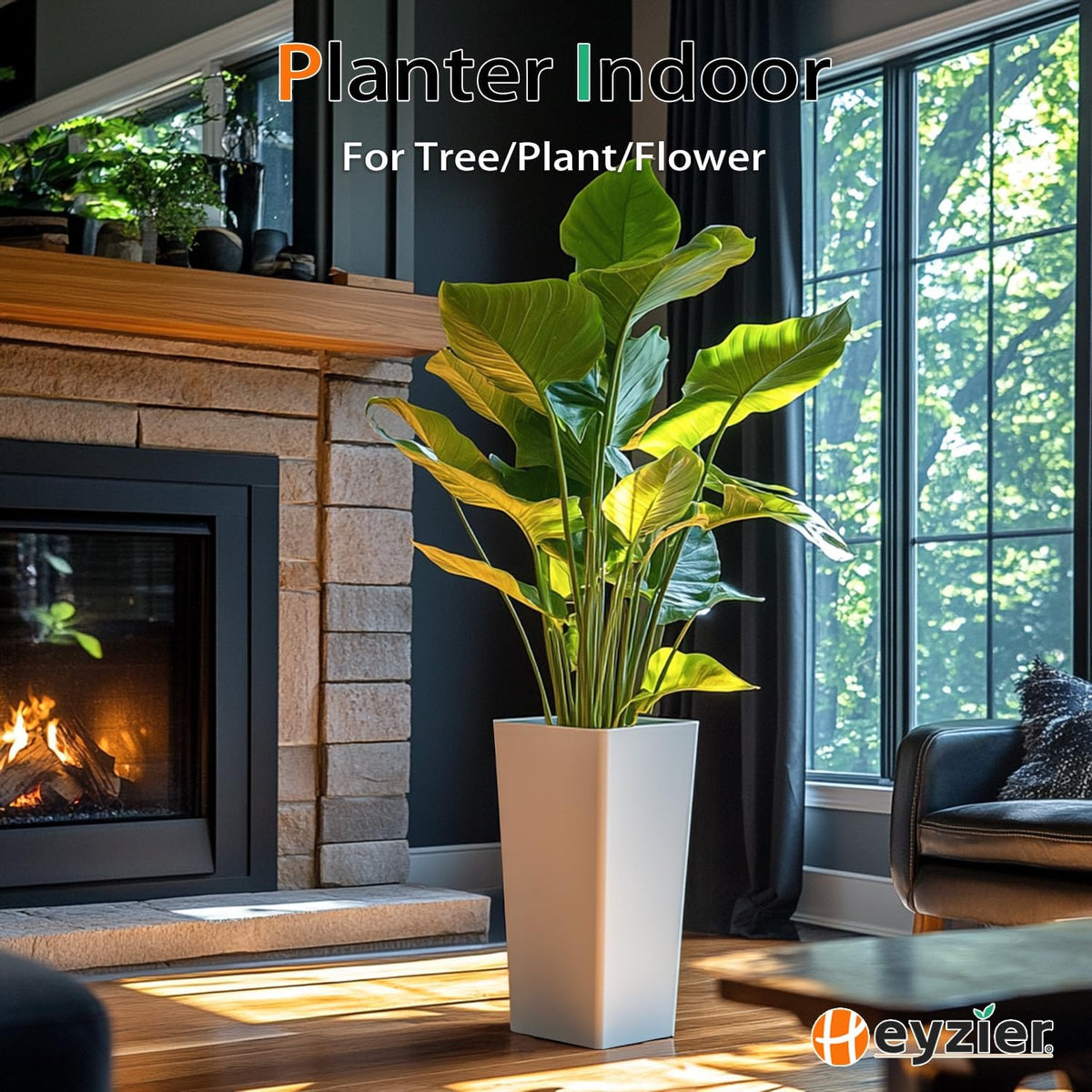 Tall Planters for Outdoor Plants, Large Resin Flower Pots for Garden, Front Porch, Patio, Indoor