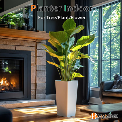 Tall Planters for Outdoor Plants, Large Resin Flower Pots for Garden, Front Porch, Patio, Indoor