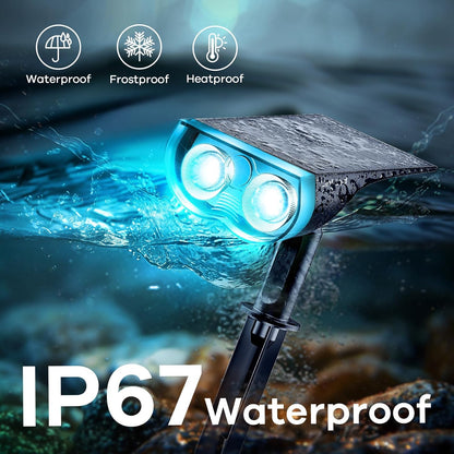 Linkind Solar Lights Outdoor Waterproof IP67, StarRay RGB Solar Spot Lights Outdoor, Color Changing