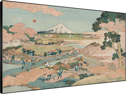 SIGNWIN 46"x72" Extra Large Framed Wall Art Japanese Ukiyo-e Landscape, Timeless Mt. Fuji Scene for