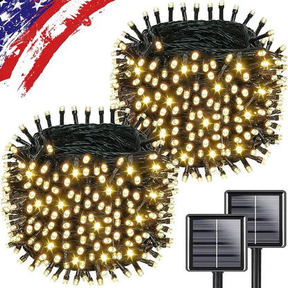 Upgrade Solar String Lights for Outside 2 Pack Total 180FT 500LED Solar Christmas Lights Outdoor