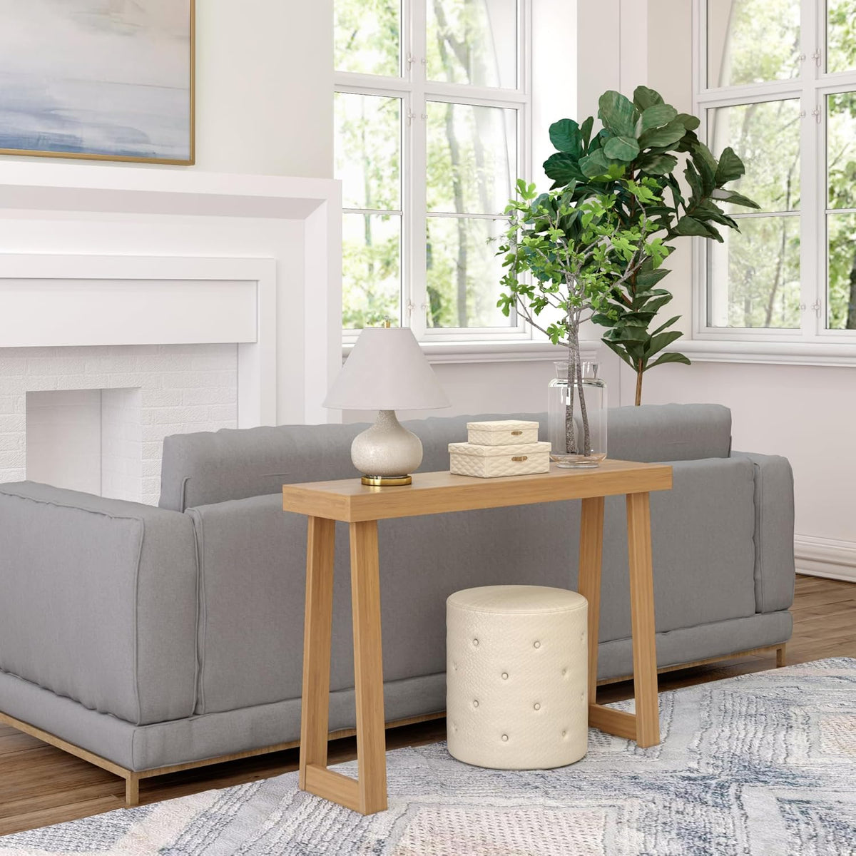 Plank+Beam Solid Wood Console Table, 46.25 Inch, Sofa Table, Narrow Entryway Table for Hallway