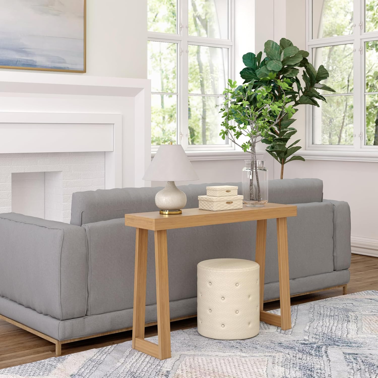 Plank+Beam Solid Wood Console Table, 46.25 Inch, Sofa Table, Narrow Entryway Table for Hallway