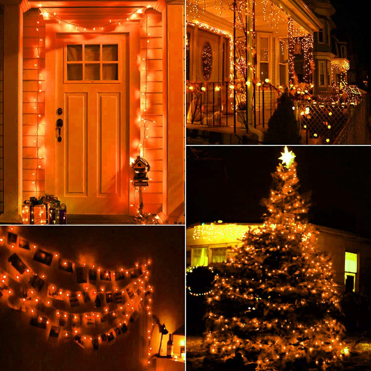 Orange LED Outdoor Halloween Lights, Halloween Decorations, 39 FT 100 LED Mini Lights with 8