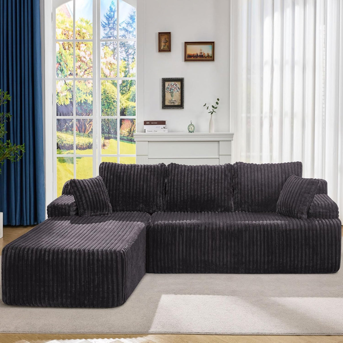Hobestluk Modular Sectional Sofa Couches 108" L-Shape Couch 3 Seat Modular Sofa Memory Foam