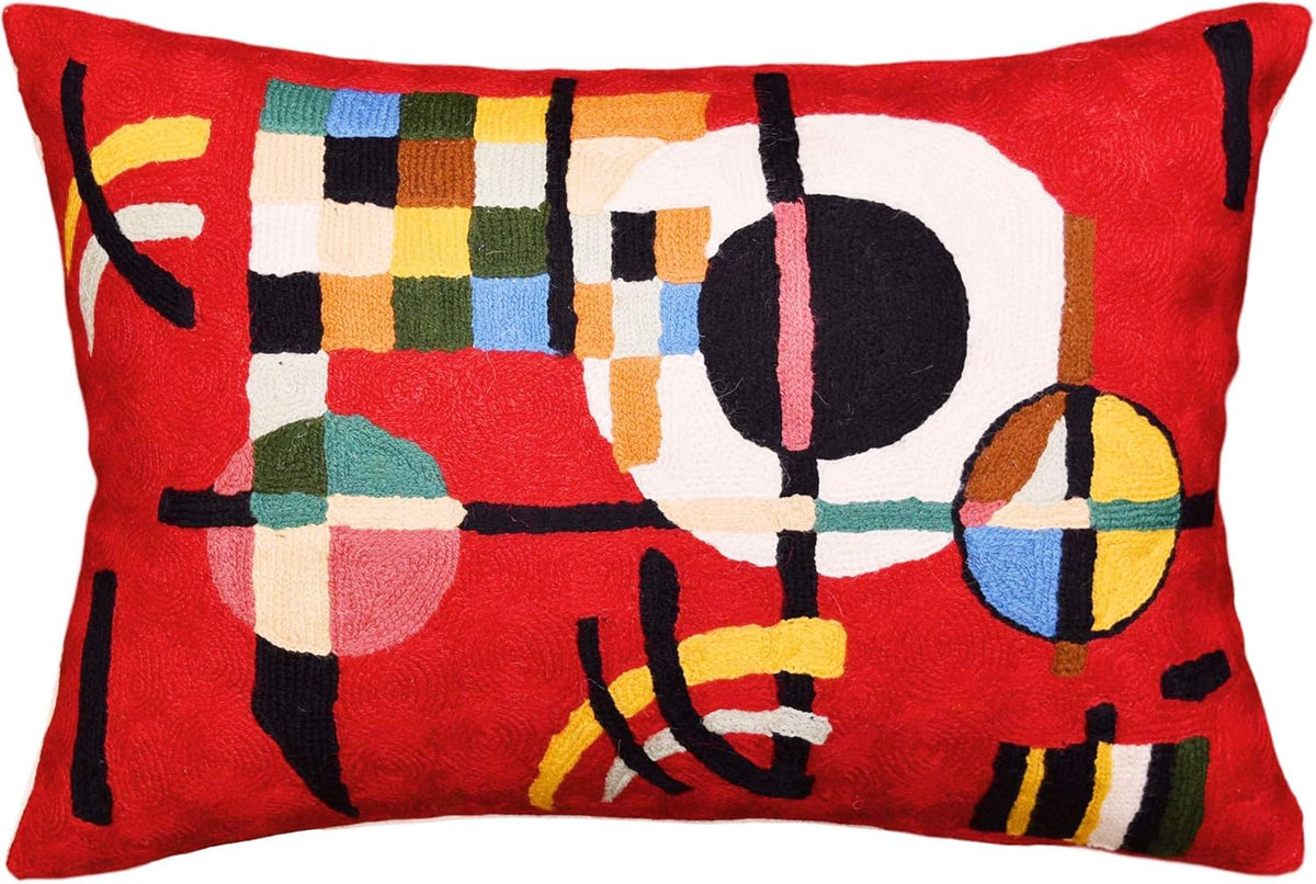 Lumbar Kandinsky Red Modern Pillow Cover Counterweights Mid Century Chair Cushions Red Abstract