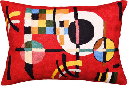 Lumbar Kandinsky Red Modern Pillow Cover Counterweights Mid Century Chair Cushions Red Abstract