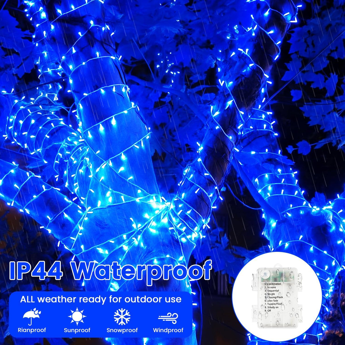 2 Pack Halloween String Lights Battery Operated with Timer, 66FT 200 LED Waterproof Battery Twinkle