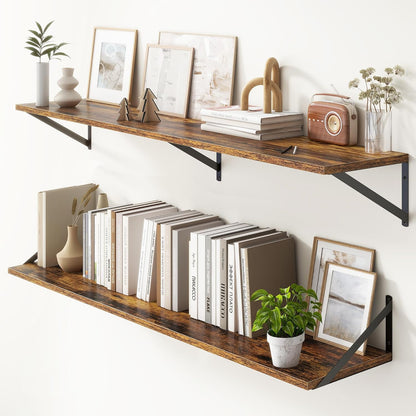 Floating Shelves 55 Inch Long, 10" Deep Floating Shelves, Wall Shelves 55 x 10, Set of 2, Wide