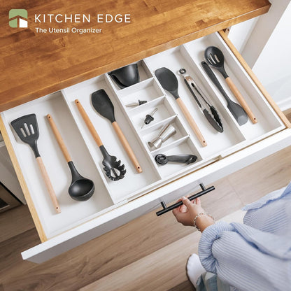Adjustable Kitchen Drawer Organizer for Utensils and Junk, Food-Safe Contract Grade with 100%