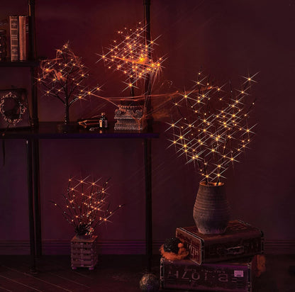 LITBLOOM Lighted Spooky Halloween Tree with Timer Battery Operated or USB Plug in, Pre-lit Black