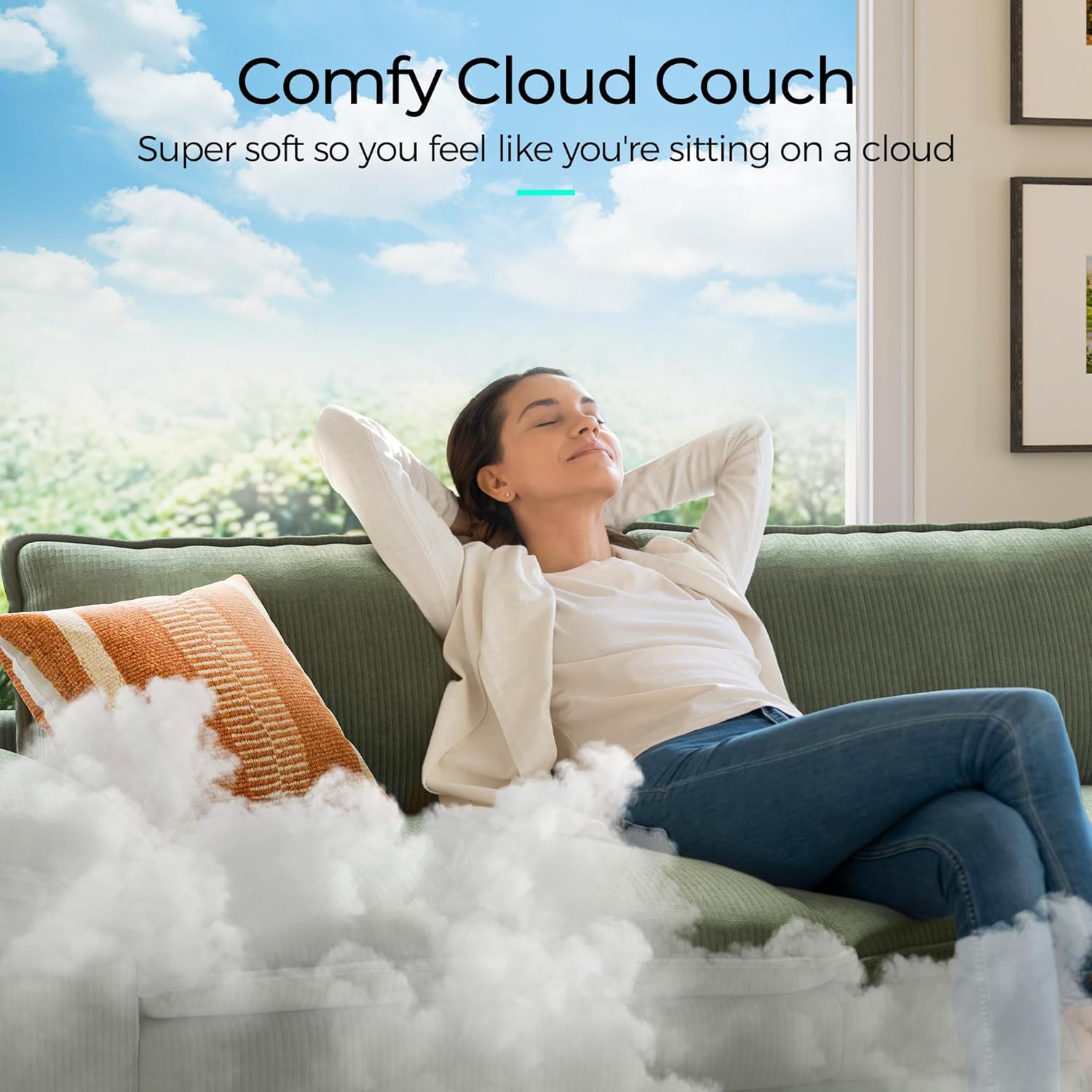 LINSY HOME Modular Sectional Sofa - 157'' Oversized Corduroy Cloud Couch U Shaped Couch with