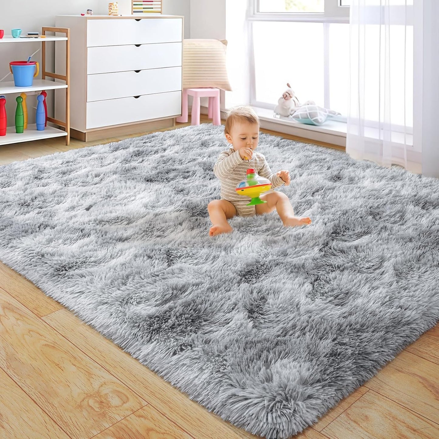 Rezutan Rugs for Living Room, Area Rug 5x7 Fluffy Rug Carpet, Soft Shaggy Modern Floor for Kids