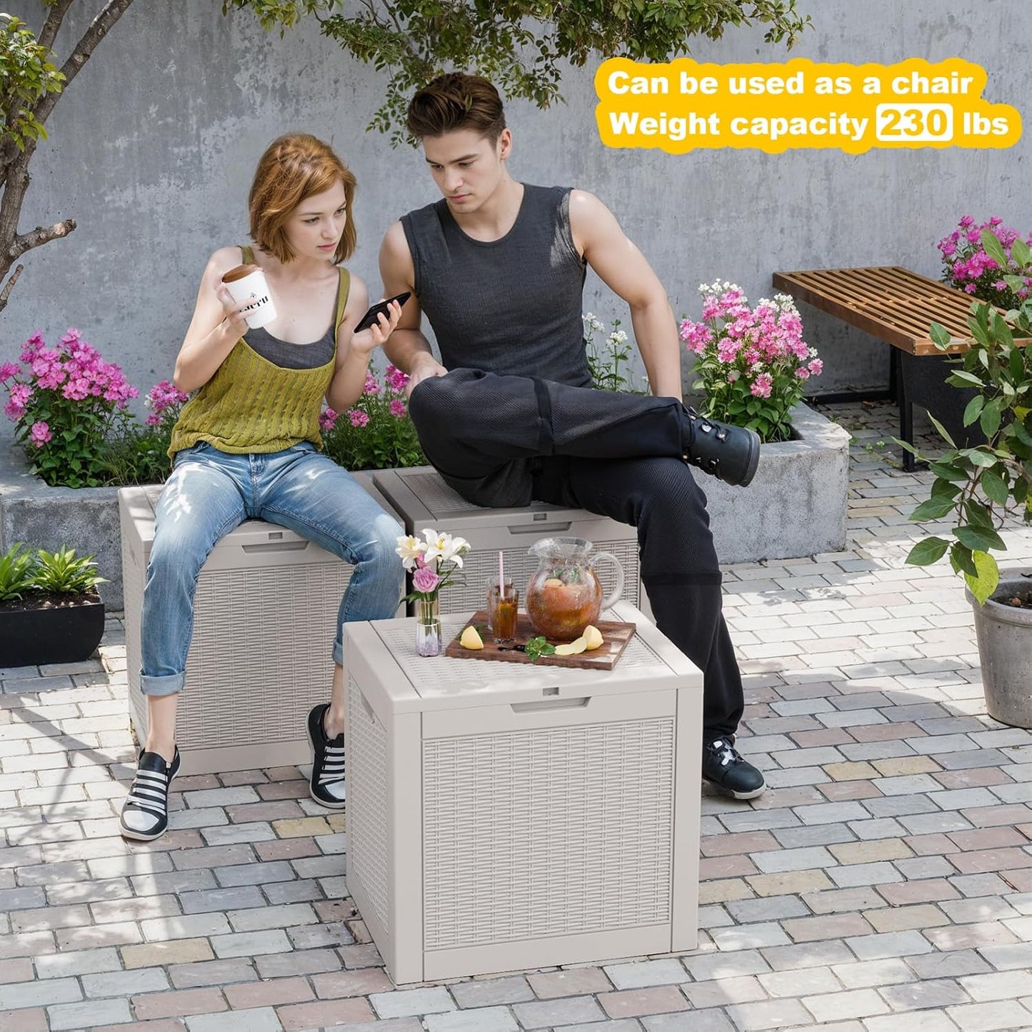 36 Gallon Outdoor Deck Box,Storage Lockable Waterproof Patio Furniture,Garden Tools,Cushions,Pool