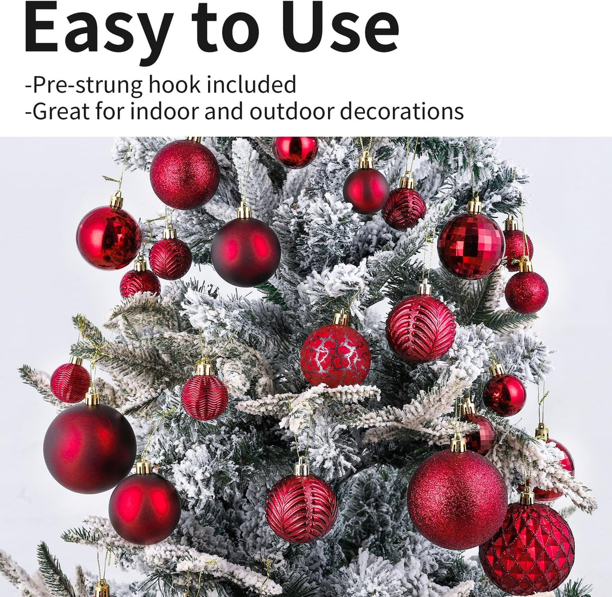 LANGXUN 36pcs Wine Red Christmas Tree Decorations Balls, Bolas De Navidad, 2025 Christmas Decor