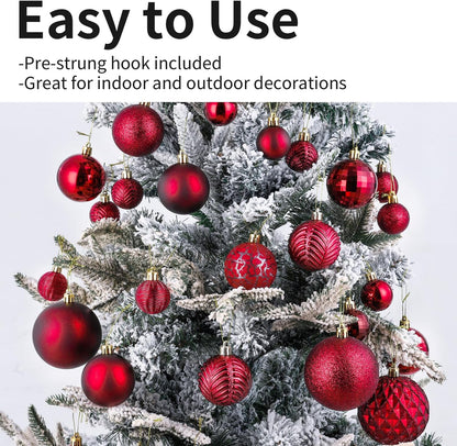LANGXUN 36pcs Wine Red Christmas Tree Decorations Balls, Bolas De Navidad, 2025 Christmas Decor