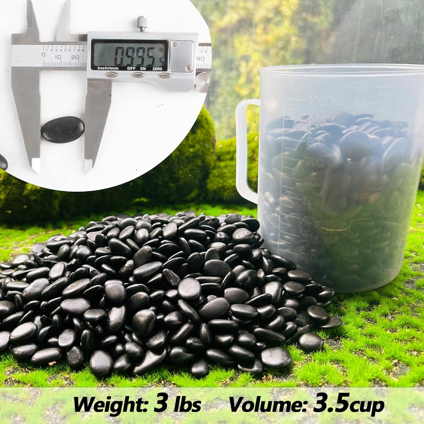 Black Pebbles for Plants 3lb Bulk Bag 0.5"- 1" Aquarium Gravel Decorative Polished Stone Natural