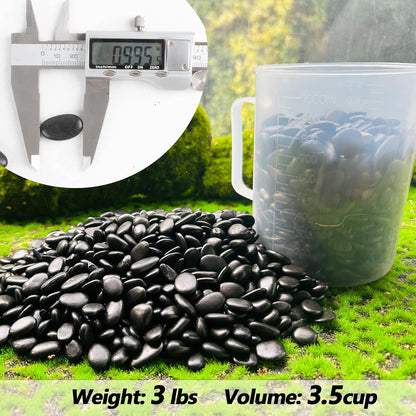 Black Pebbles for Plants 3lb Bulk Bag 0.5"- 1" Aquarium Gravel Decorative Polished Stone Natural