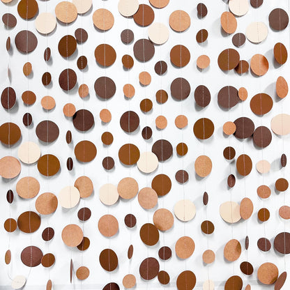 Ombre Brown Party Decorations Polka Dots Garlands Cream Tan Brown Boho Hanging Paper Circle Dots