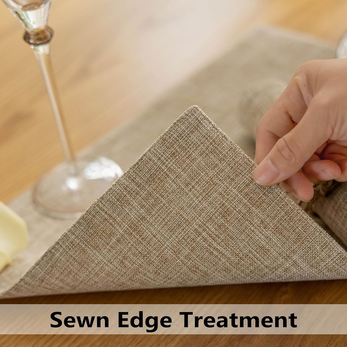 Demetex Burlap Place Mats Set of 6 Heat Resistant Linen Placemats Decorative Wipeable Fabric Table
